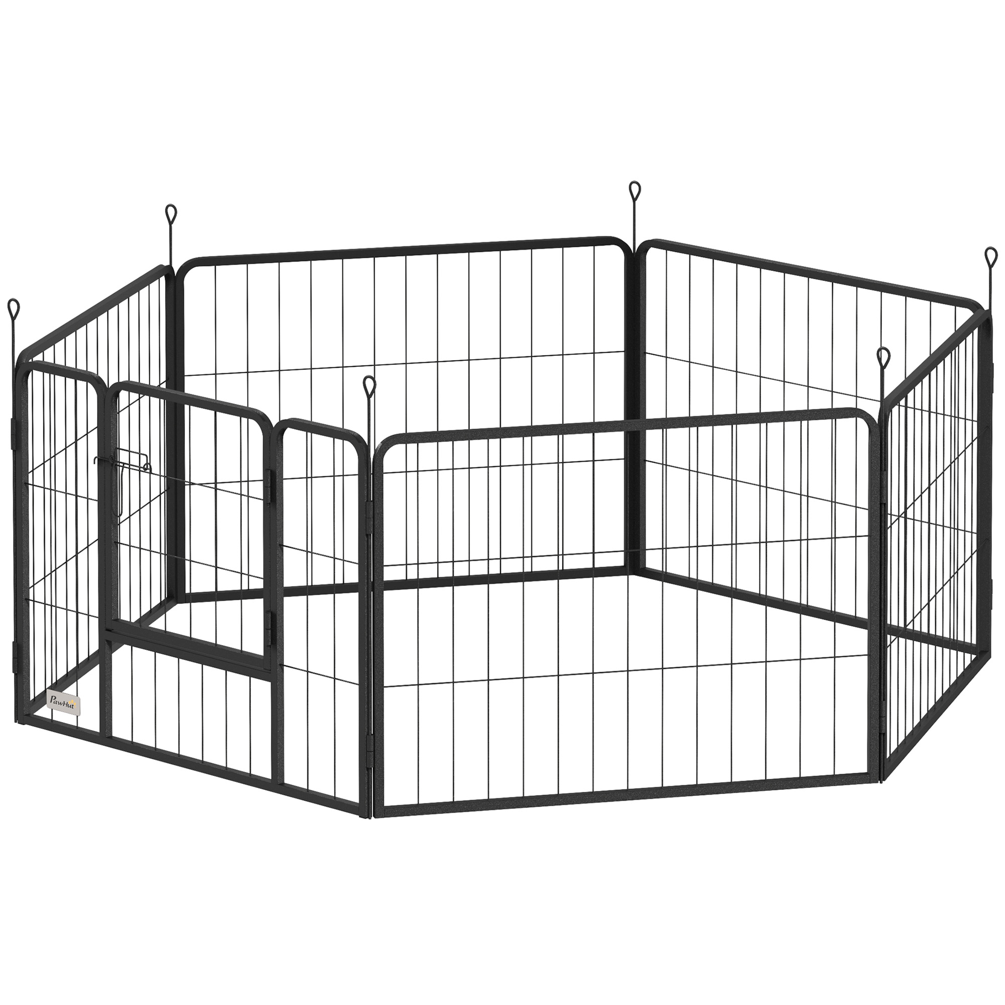 Metallist koera aedik 6 paneeliga must